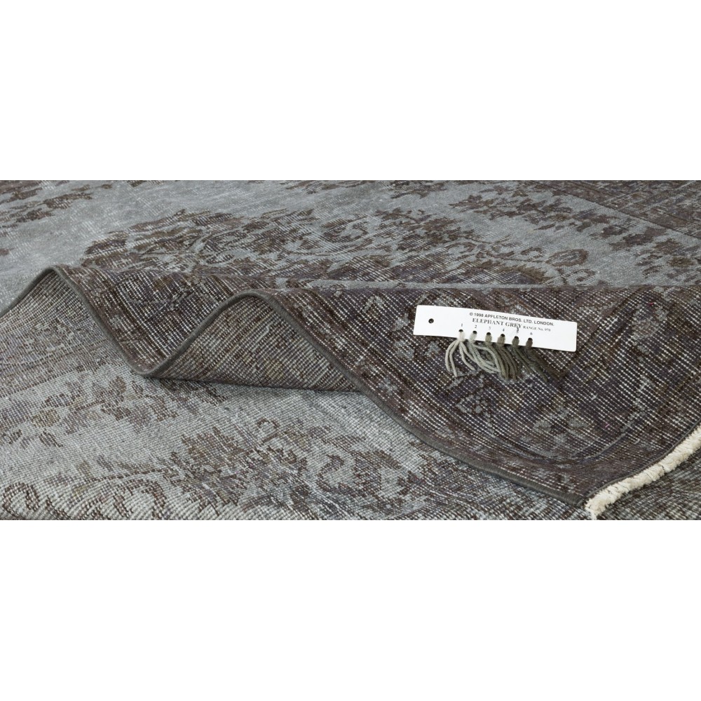Medallion Design Vintage Turkish Area Rug Over-Dyed in Gray, Hand-Knotted Modern Carpet