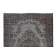 Medallion Design Vintage Turkish Area Rug Over-Dyed in Gray, Hand-Knotted Modern Carpet