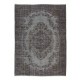 Medallion Design Vintage Turkish Area Rug Over-Dyed in Gray, Hand-Knotted Modern Carpet