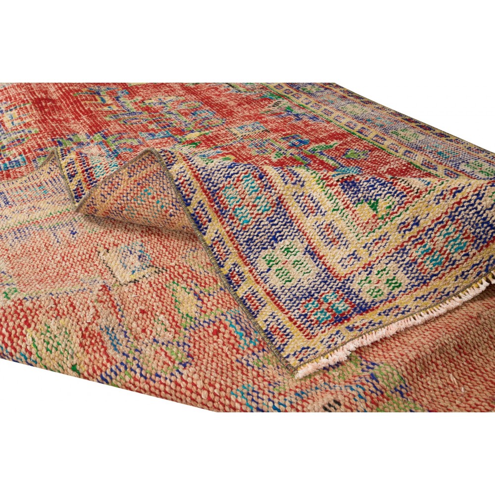 Vintage Hand Knotted Turkish Rug with Medallion Design