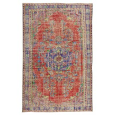 Vintage Hand Knotted Turkish Rug with Medallion Design