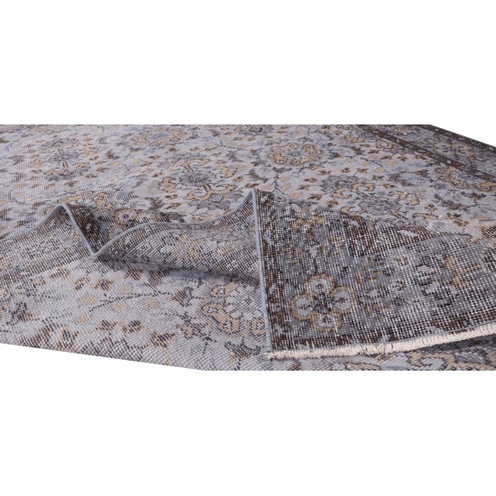 Home Decor Floral Pattern Vintage Turkish Area Rug in Gray, Hand-Knotted Modern Carpet Home Decor Floral Pattern Vintage Turkish Area Rug in Gray, Hand-Knotted Modern Carpet
