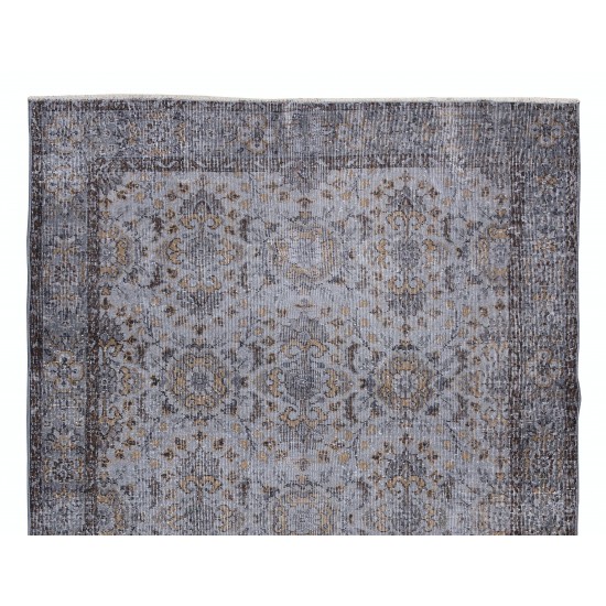 Home Decor Floral Pattern Vintage Turkish Area Rug in Gray, Hand-Knotted Modern Carpet Home Decor Floral Pattern Vintage Turkish Area Rug in Gray, Hand-Knotted Modern Carpet