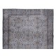 Floral Pattern Vintage Turkish Area Rug Over-Dyed in Gray, Hand-Knotted Modern Carpet