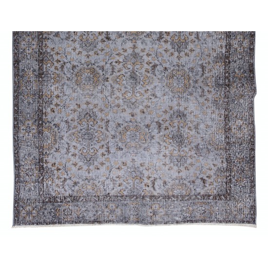 Home Decor Floral Pattern Vintage Turkish Area Rug in Gray, Hand-Knotted Modern Carpet Home Decor Floral Pattern Vintage Turkish Area Rug in Gray, Hand-Knotted Modern Carpet