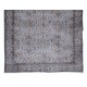 Home Decor Floral Pattern Vintage Turkish Area Rug in Gray, Hand-Knotted Modern Carpet