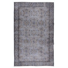 Home Decor Floral Pattern Vintage Turkish Area Rug in Gray, Hand-Knotted Modern Carpet