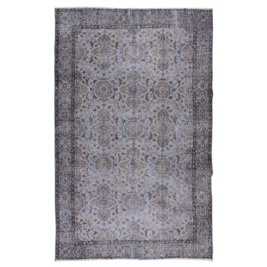 Home Decor Floral Pattern Vintage Turkish Area Rug in Gray, Hand-Knotted Modern Carpet Home Decor Floral Pattern Vintage Turkish Area Rug in Gray, Hand-Knotted Modern Carpet