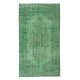 Vintage Handmade Turkish Rug Re-Dyed in Green, Great 4 Modern Interiors