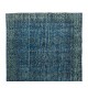 Grayish Blue Over-Dyed Rug for Modern Interiors, Vintage Hand-Knotted Turkish Carpet