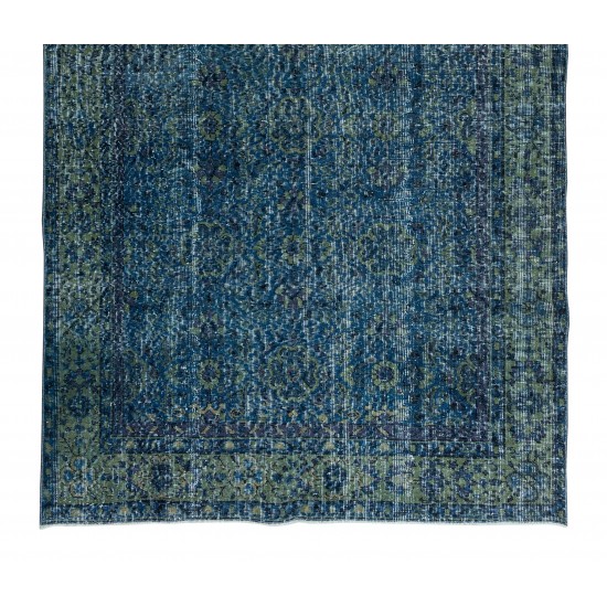 Grayish Blue Over-Dyed Rug for Modern Interiors, Vintage Hand-Knotted Turkish Carpet Grayish Blue Over-Dyed Rug for Modern Interiors, Vintage Hand-Knotted Turkish Carpet