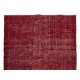 Handmade Turkish Rug Over-Dyed in Red, Ideal for Contemporary Interiors