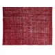 1960s Handmade Central Anatolian Rug Over-Dyed in Red, Ideal for Contemporary Interiors