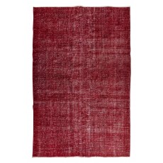 Handmade Turkish Rug Over-Dyed in Red, Ideal for Contemporary Interiors