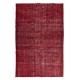 Handmade Turkish Rug Over-Dyed in Red, Ideal for Contemporary Interiors