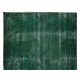 Handmade Vintage Turkish Rug Over-Dyed in Green, Great 4 Modern Interiors