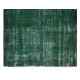 Handmade Vintage Turkish Rug Over-Dyed in Green, Great 4 Modern Interiors