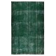 Handmade Vintage Turkish Rug Over-Dyed in Green, Great 4 Modern Interiors