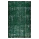 Handmade Vintage Turkish Rug Over-Dyed in Green, Great 4 Modern Interiors