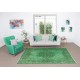 Handmade Vintage Turkish Rug Over-Dyed in Green, Great 4 Modern Interiors