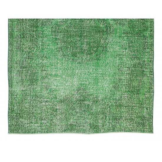 Handmade Vintage Turkish Rug Over-Dyed in Green, Great 4 Modern Interiors Handmade Vintage Turkish Rug Over-Dyed in Green, Great 4 Modern Interiors