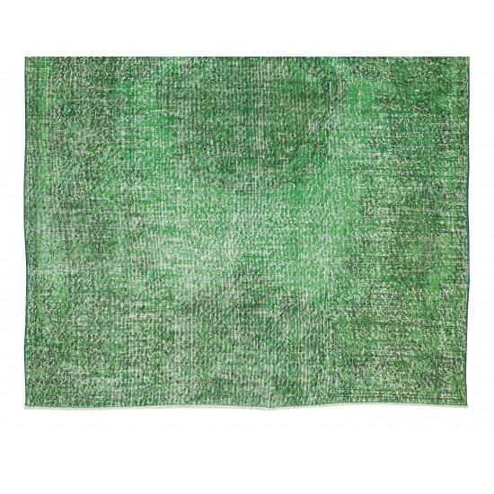 Handmade Vintage Turkish Rug Over-Dyed in Green, Great 4 Modern Interiors