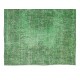 Handmade Vintage Turkish Rug Over-Dyed in Green, Great 4 Modern Interiors