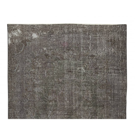 Contemporary Turkish Wool Area Rug Over-Dyed in Gray, Hand-Knotted Vintage Carpet