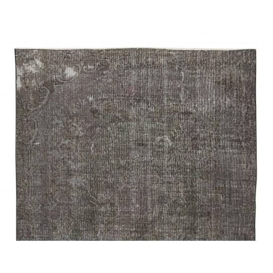 Contemporary Turkish Wool Area Rug Over-Dyed in Gray, Hand-Knotted Vintage Carpet Contemporary Turkish Wool Area Rug Over-Dyed in Gray, Hand-Knotted Vintage Carpet