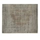 Distressed Handmade Wool Area Rug Over-Dyed in Gray, Vintage Turkish Carpet