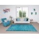 Teal Over-Dyed Rug for Modern Interiors, Vintage Hand-Knotted Turkish Wool Carpet