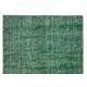 Handmade Vintage Turkish Rug Over-Dyed in Green, Great 4 Modern Interiors