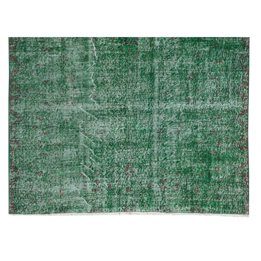 Handmade Vintage Turkish Rug Over-Dyed in Green, Great 4 Modern Interiors
