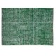 Handmade Vintage Turkish Rug Over-Dyed in Green, Great 4 Modern Interiors