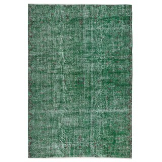 Handmade Vintage Turkish Rug Over-Dyed in Green, Great 4 Modern Interiors