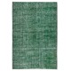 Handmade Vintage Turkish Rug Over-Dyed in Green, Great 4 Modern Interiors