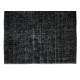 Contemporary Turkish Rug Over-Dyed in Black, Vintage Handmade Wool Carpet