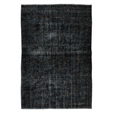 Vintage Handmade Turkish Area Rug Over-Dyed in Black for Modern Interiors