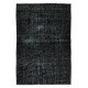 Contemporary Turkish Rug Over-Dyed in Black, Vintage Handmade Wool Carpet