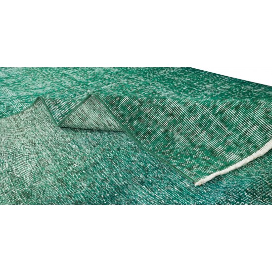 Handmade Vintage Turkish Rug Over-Dyed in Green, Great 4 Modern Interiors Handmade Vintage Turkish Rug Over-Dyed in Green, Great 4 Modern Interiors