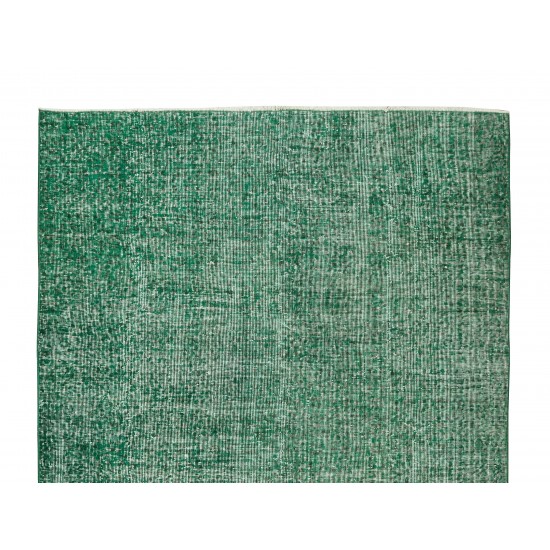 Handmade Vintage Turkish Rug Over-Dyed in Green, Great 4 Modern Interiors Handmade Vintage Turkish Rug Over-Dyed in Green, Great 4 Modern Interiors