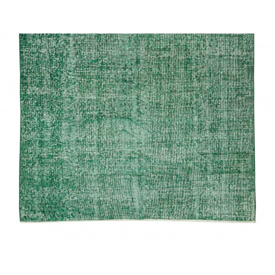 Handmade Vintage Turkish Rug Over-Dyed in Green, Great 4 Modern Interiors