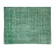 Handmade Vintage Turkish Rug Over-Dyed in Green, Great 4 Modern Interiors