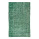 Handmade Vintage Turkish Rug Over-Dyed in Green, Great 4 Modern Interiors Handmade Vintage Turkish Rug Over-Dyed in Green, Great 4 Modern Interiors