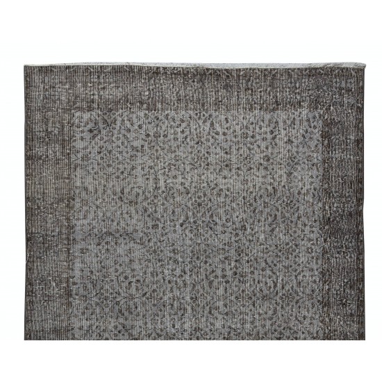 Contemporary Turkish Rug Over-Dyed in Gray, Vintage Turkish Wool Carpet