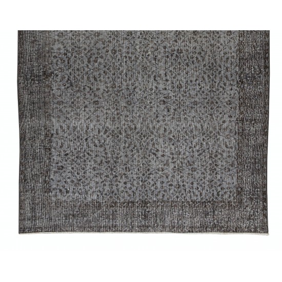 Contemporary Turkish Rug Over-Dyed in Gray, Vintage Turkish Wool Carpet Contemporary Turkish Rug Over-Dyed in Gray, Vintage Turkish Wool Carpet