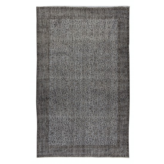 Contemporary Turkish Rug Over-Dyed in Gray, Vintage Turkish Wool Carpet Contemporary Turkish Rug Over-Dyed in Gray, Vintage Turkish Wool Carpet