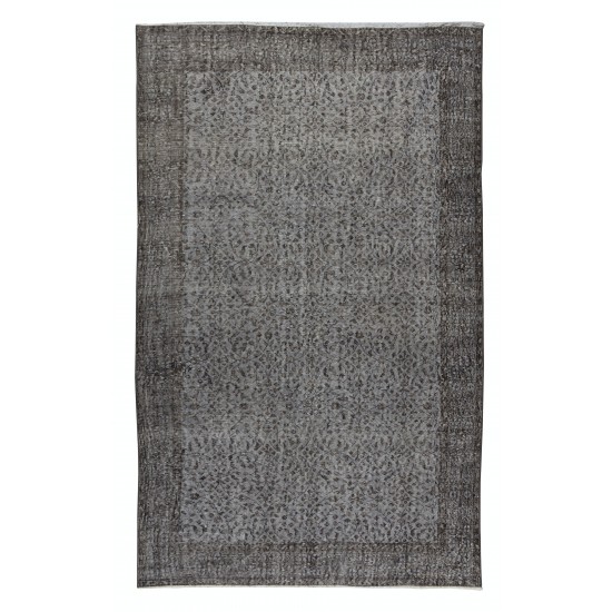 Contemporary Turkish Rug Over-Dyed in Gray, Vintage Turkish Wool Carpet