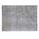 Distressed Handmade Wool Area Rug Over-Dyed in Gray, Vintage Turkish Carpet for Modern Interiors