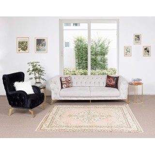 Hand Knotted Turkish Rug with Medallion Design, 100% Wool